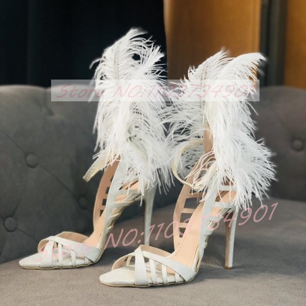Women'S Shoes Trendy - 글램 페더 스팽글 스틸레토 샌들 여성