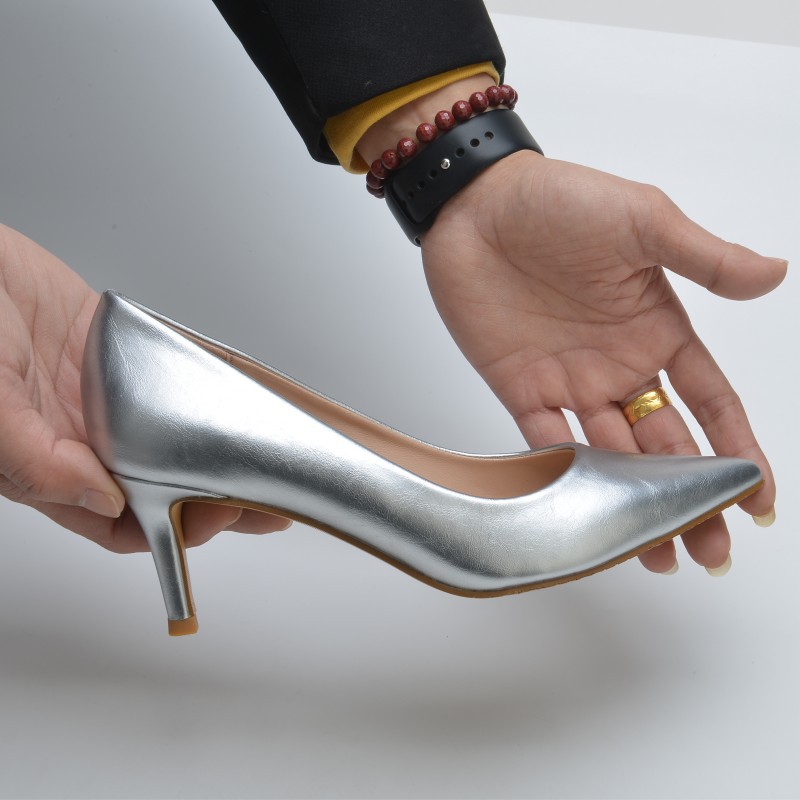 Women'S Shoes Professional - 2025 프랑스 신상 실버 하이힐 로우힐