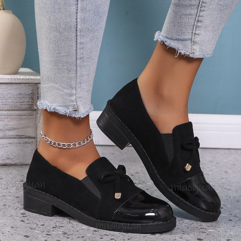 Women'S Shoes Loafers Black - 레이디 캐주얼 슈즈 슬립 온 PU