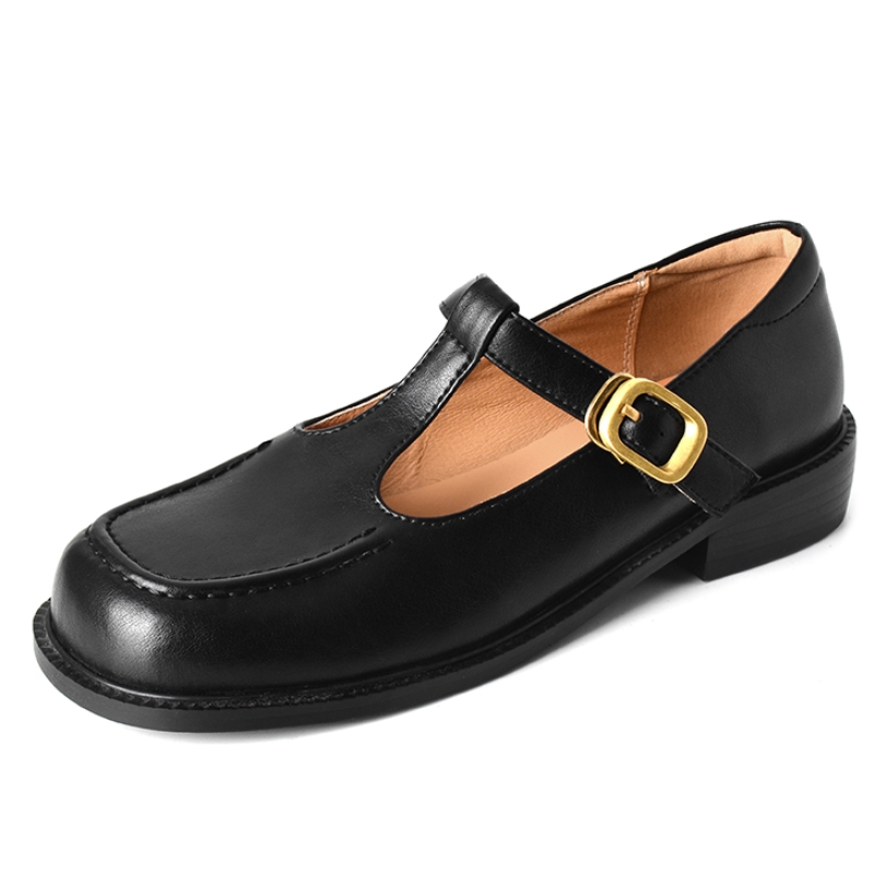Women'S Shoes Loafers Black - 캐주얼 여성 플랫 슈즈 정품 가죽
