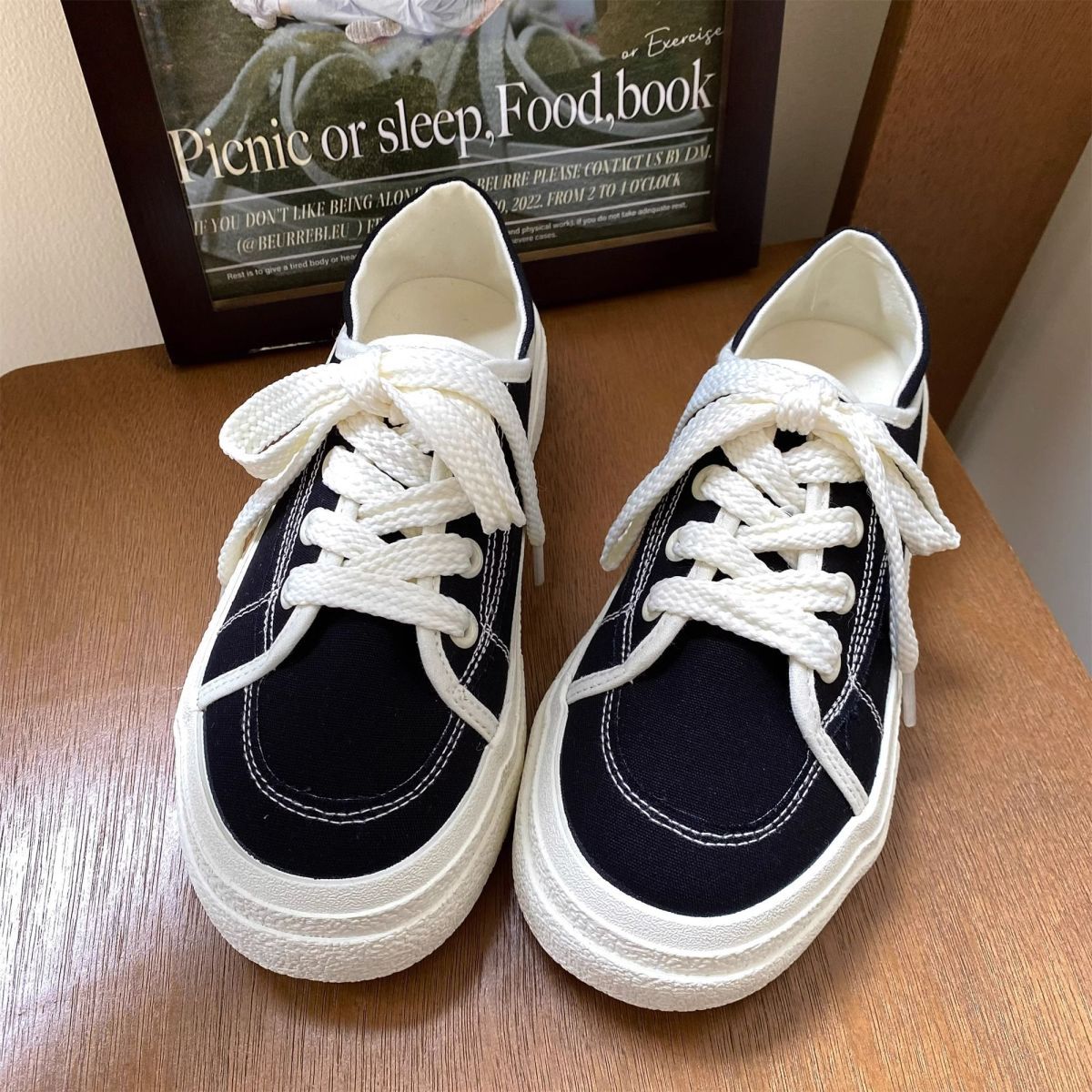 Women'S Shoes Trendy - 트렌디한 한국산 캔버스 스니커즈 카라멜 가을