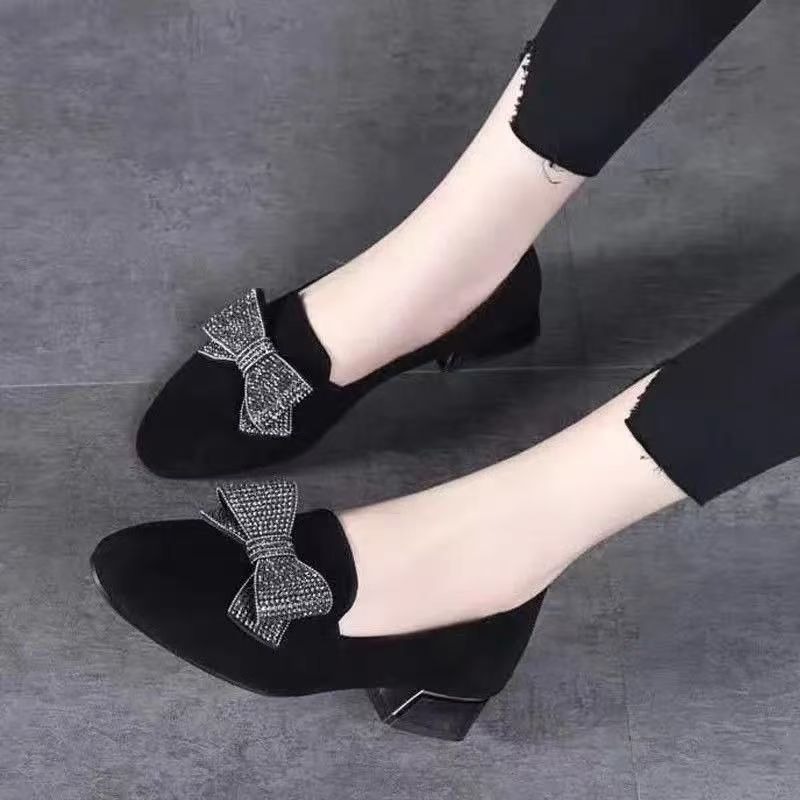 2025 블랙 신상 여성용 리본 로우힐 슈즈 라운드 토 - Women'S Shoes Loafers Black 리뷰 및 가격