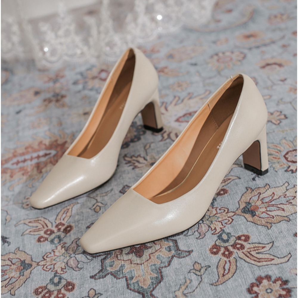 여성용 전문 통근 작업화, 블랙 미드 힐 가죽 신발,  - Women'S Shoes Professional 리뷰 및 가격