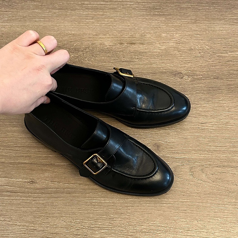 여성용 블랙 몽크 스트랩 로퍼 가죽 신발 낮은 굽 슬립 - Women'S Shoes Loafers Black 리뷰 및 가격