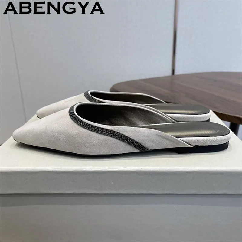 여성을위한 고품질 스웨이드 가죽 뾰족한 랩 발가락 플랫 - Kids Shoes Women 리뷰 및 가격