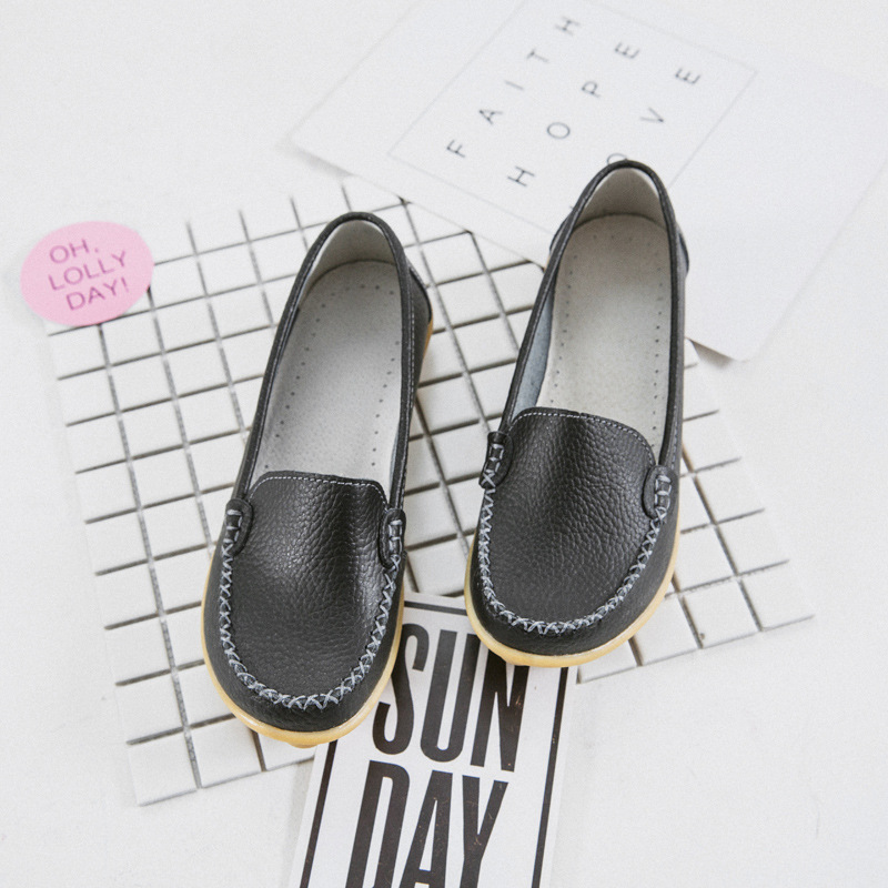 새로운 봄 가을 여성 가죽 플랫 화이트 슈즈 성인용 소 - Women'S Shoes Nursing 리뷰 및 가격