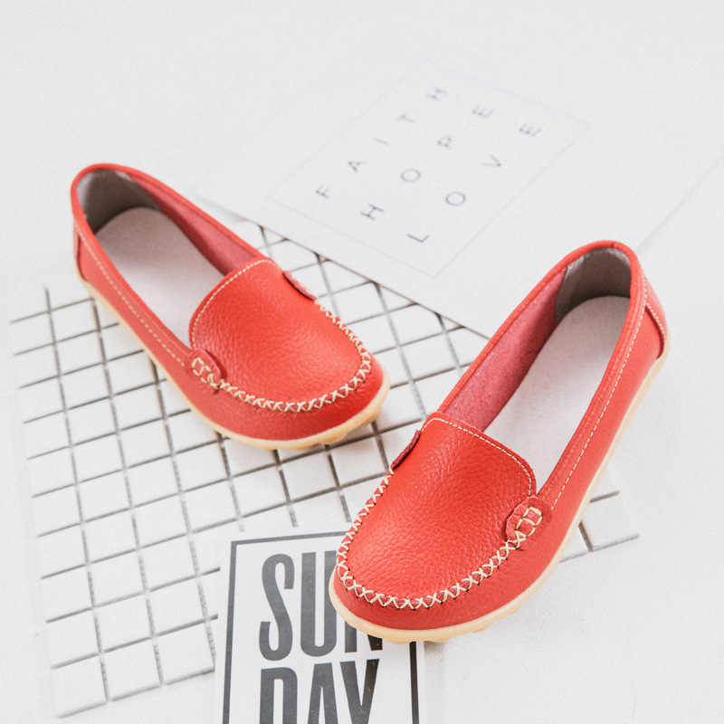 새로운 봄 가을 여성 가죽 플랫 화이트 슈즈 성인용 소 - Women'S Shoes Nursing 리뷰 및 가격