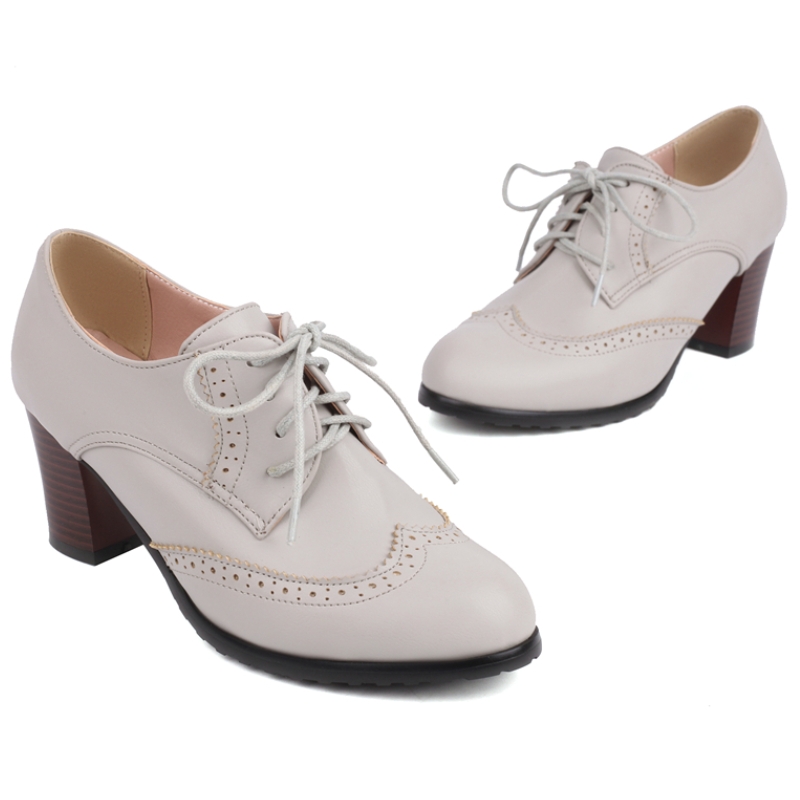 여성용 빈티지 하이힐 로퍼 슈즈, 2025 레이스업,  - Women'S Shoes Loafers Black 리뷰 및 가격