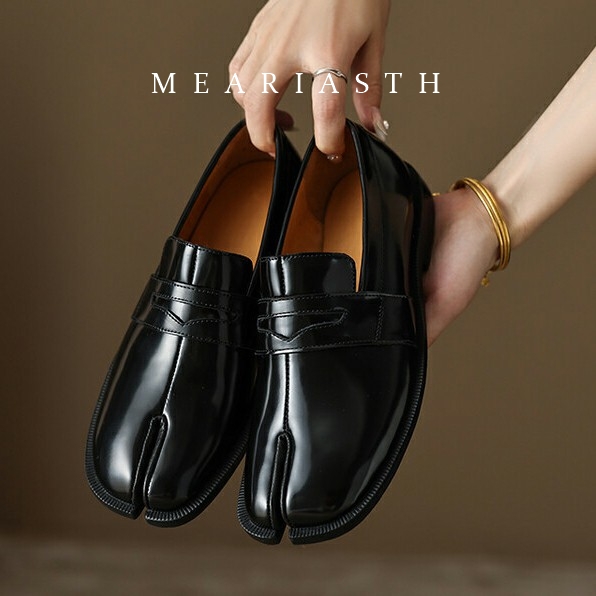 블랙 타비 슈즈 스플릿 토 패턴트 가죽 로퍼 여성용 논 - Women'S Shoes Loafers Black 리뷰 및 가격