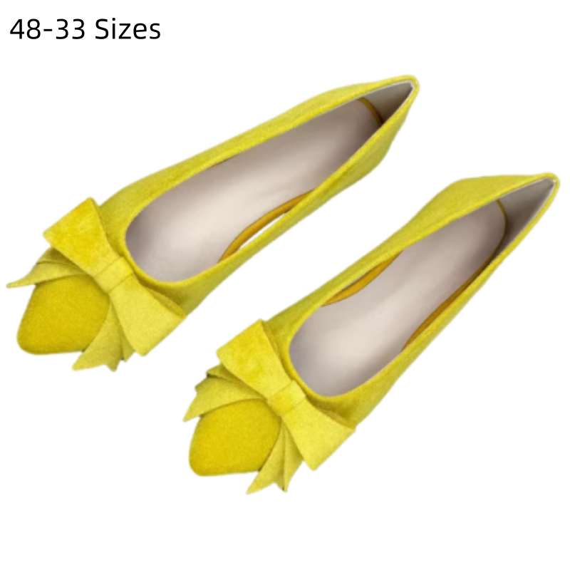 레이디 플락 버터플라이 레몬 옐로우 플랫 포인티드 토  - Women Shoes For Big Feet 리뷰 및 가격