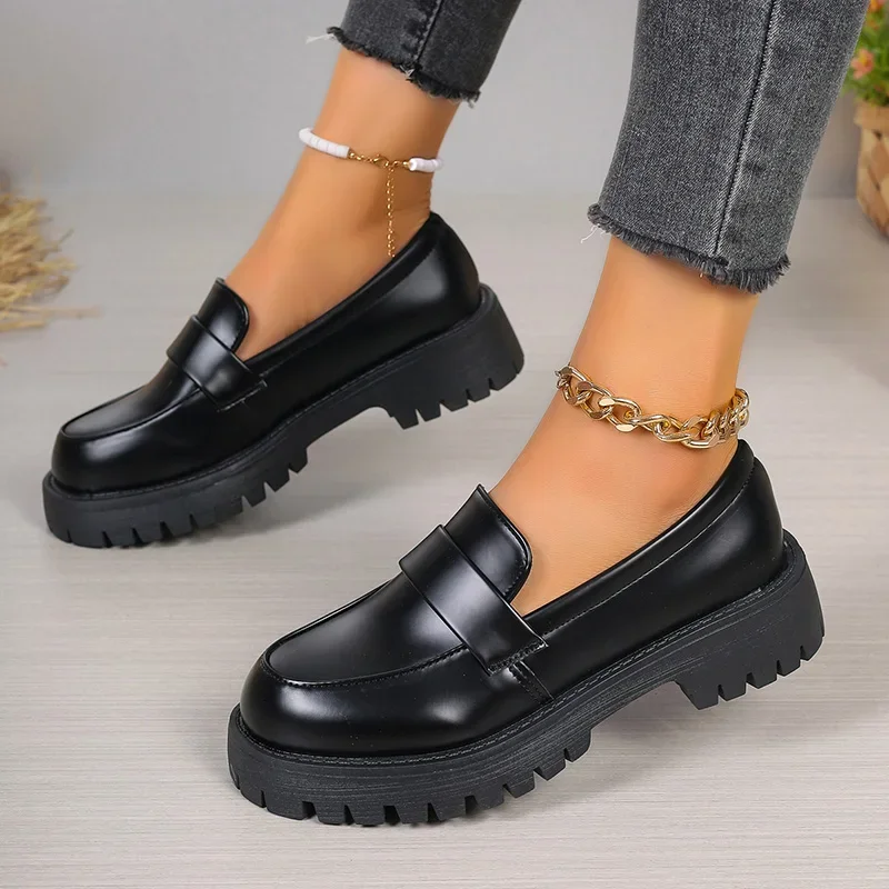 영국 스타일 블랙 플랫폼 로퍼 여성용 프레피 스타일 슬 - Women'S Shoes Loafers Black 리뷰 및 가격