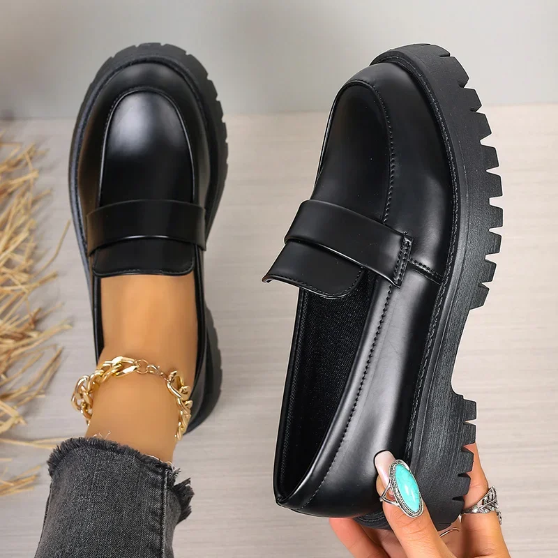 영국 스타일 블랙 플랫폼 로퍼 여성용 프레피 스타일 슬 - Women'S Shoes Loafers Black 리뷰 및 가격