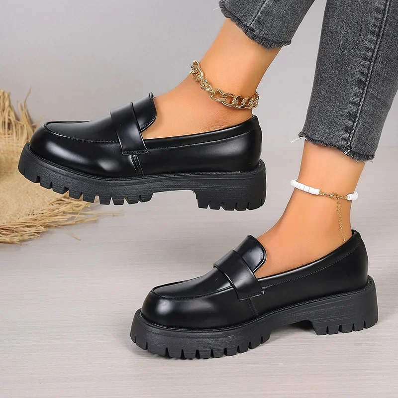 영국 스타일 블랙 플랫폼 로퍼 여성용 프레피 스타일 슬 - Women'S Shoes Loafers Black 리뷰 및 가격