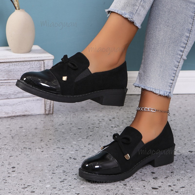 레이디 캐주얼 슈즈 슬립 온 PU 가죽 라운드 발가락  - Women'S Shoes Loafers Black 리뷰 및 가격