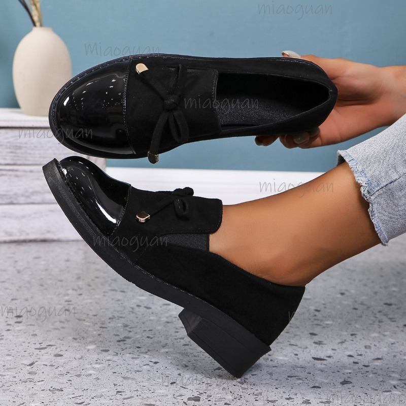 레이디 캐주얼 슈즈 슬립 온 PU 가죽 라운드 발가락  - Women'S Shoes Loafers Black 리뷰 및 가격