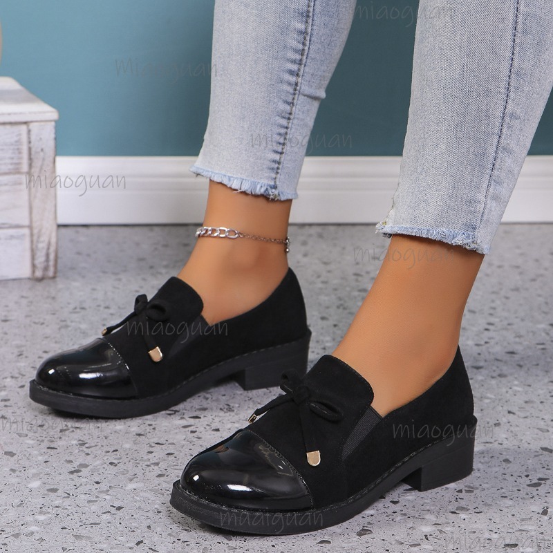 레이디 캐주얼 슈즈 슬립 온 PU 가죽 라운드 발가락  - Women'S Shoes Loafers Black 리뷰 및 가격