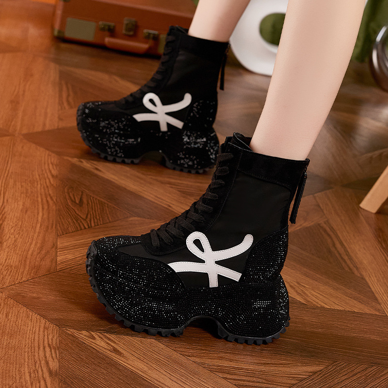 여성 두꺼운 단독 하이 탑 패션 부츠 가을 새로운 컴포 - Women'S Shoes Trendy 리뷰 및 가격