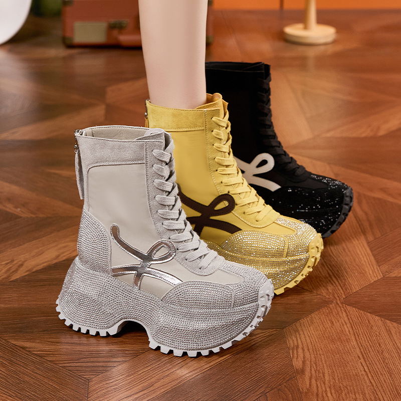 여성 두꺼운 단독 하이 탑 패션 부츠 가을 새로운 컴포 - Women'S Shoes Trendy 리뷰 및 가격