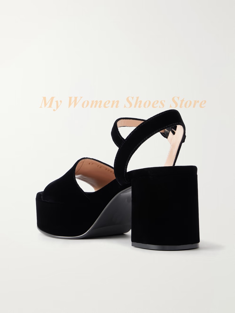 청키 힐 스웨이드 플랫폼 샌들 여성용 솔리드 블랙 오픈 - Kids Shoes Women 리뷰 및 가격