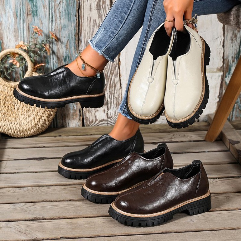 레트로 영국 스타일 여성화 봄 가을 굽 높은 싱글 슈즈 - Women Shoes Loafers 리뷰 및 가격