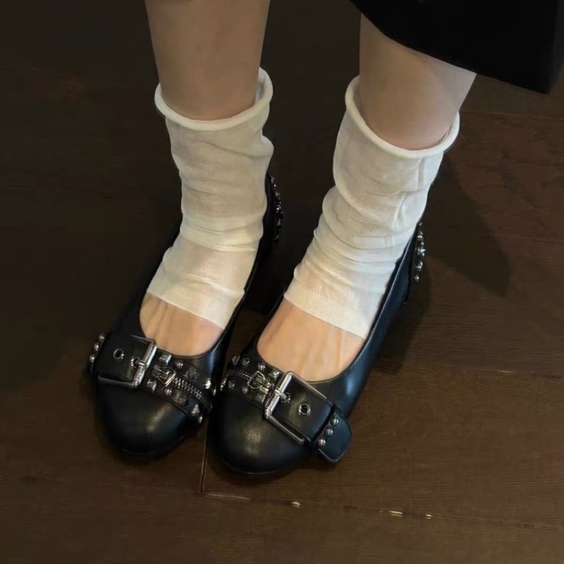 볼트 라운드 헤드 싱글 슈즈 여성용 가죽 버클 로우컷  - Women Shoes Loafers 리뷰 및 가격