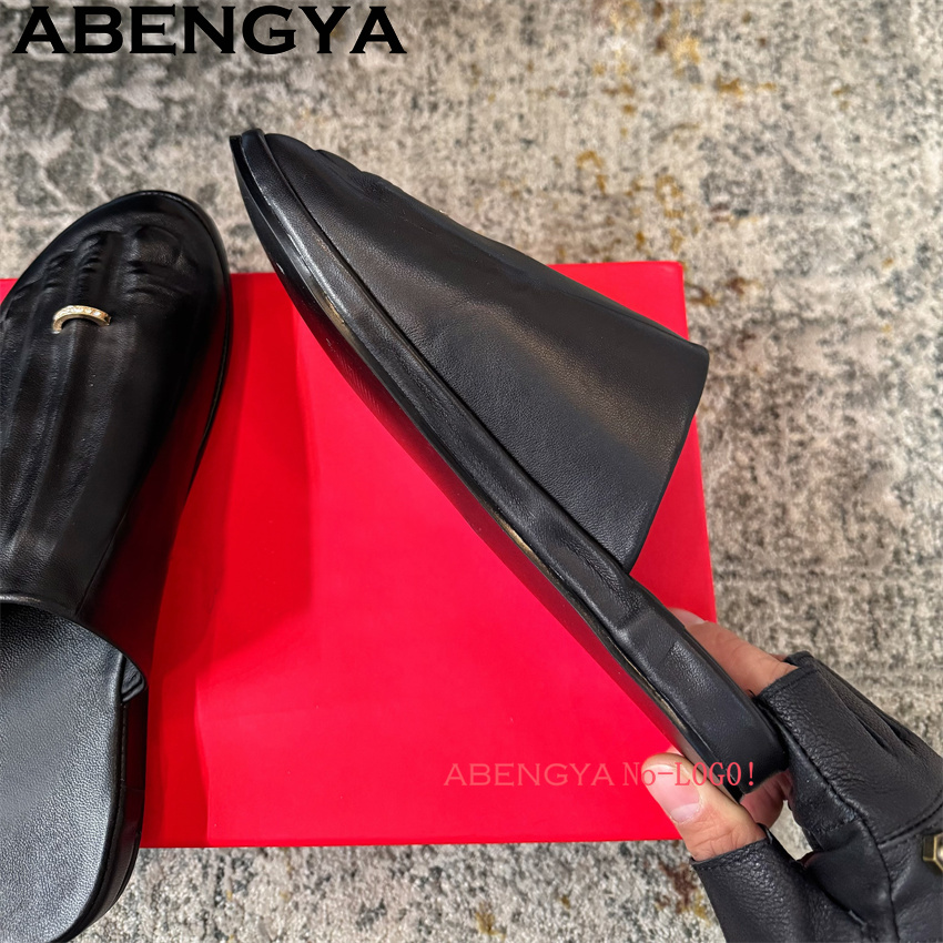 블랙 리얼 가죽 랩 토 로퍼 슬리퍼 여성용 캐주얼 컴포 - Women'S Shoes Loafers Black 리뷰 및 가격