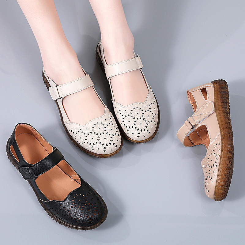 여름 여성용 속이 빈 부드러운 밑창 소가죽 힘줄 밑창  - Women'S Shoes Nursing 리뷰 및 가격