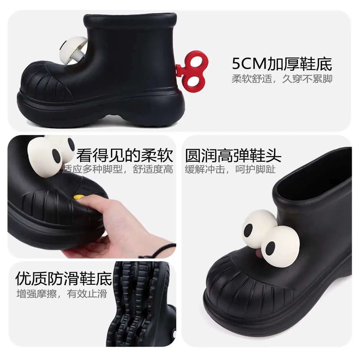 여성 장화 둥근 발가락 큰 눈 비 신발 여성용 야외,  - Women'S Shoes Water Resistant 리뷰 및 가격