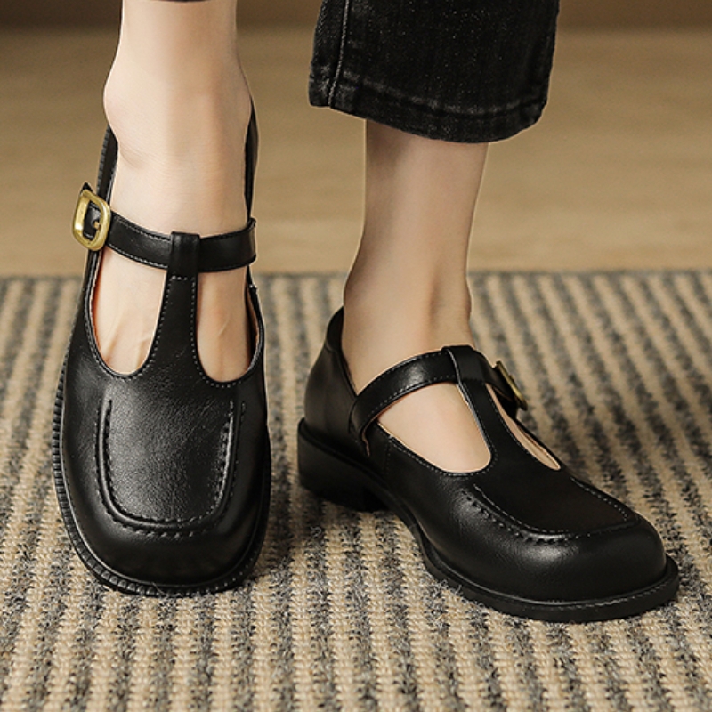 캐주얼 여성 플랫 슈즈 정품 가죽 패션 편안한 T-스트 - Women'S Shoes Loafers Black 리뷰 및 가격