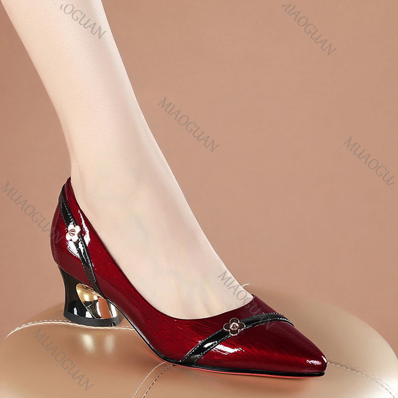 여성 펌프 봄 가을 부드러운 가죽 두꺼운 중간 굽 신발 - Women'S Shoes Professional 리뷰 및 가격