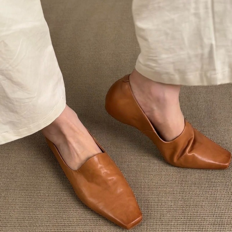 레트로 플랫 로퍼 여성용 슬립온 브리티시 스타일 스퀘어 - Women Shoes Loafers 리뷰 및 가격